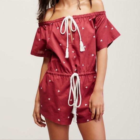 Free People Pants - Free people intimately santorini red romper